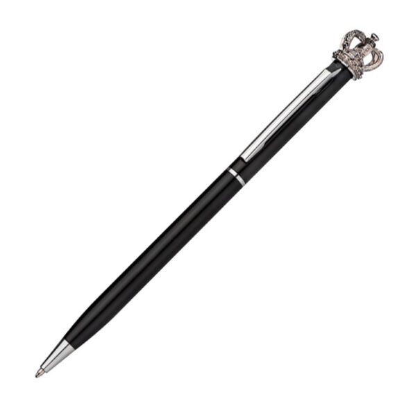 Długopis z koroną i kryształkiem Swarovskiego - czarny