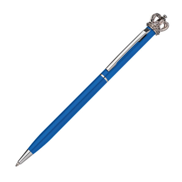 Długopis z koroną i kryształkiem Swarovskiego - niebieski
