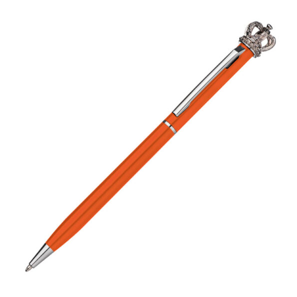 Długopis z koroną i kryształkiem Swarovskiego - pomarańczowy