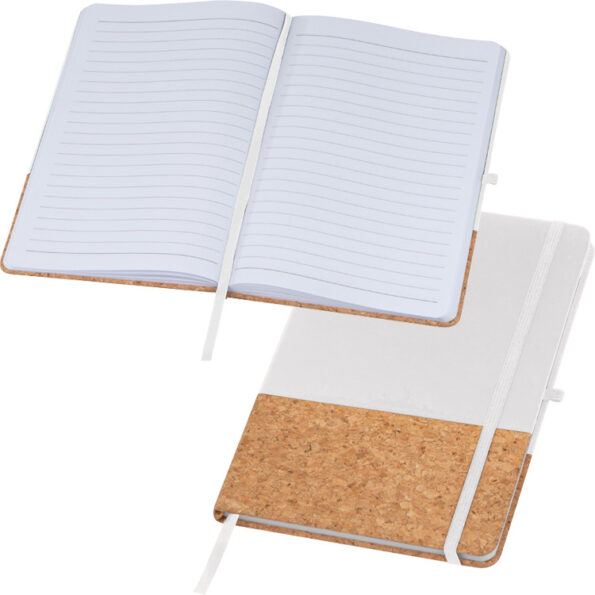 Notes A5 z elementami z korka w linie