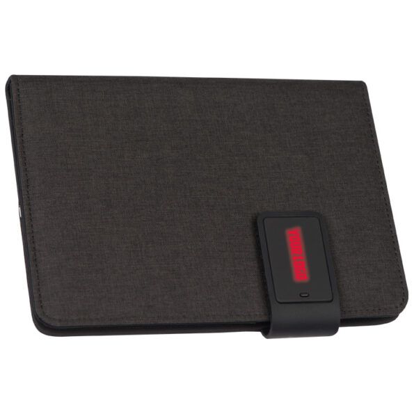 Teczka a5 z power bankiem 4000 mAh podświetlane logo czerwony akcent