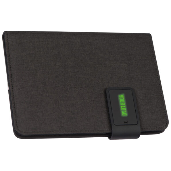 Teczka a5 z power bankiem 4000 mAh podświetlane logo zielony akcent