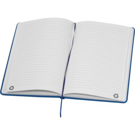 Niebieski notatnik A5 w linie z materiałów z recyklingu