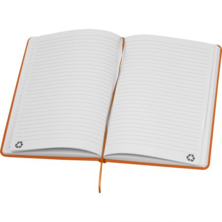 Pomarańczowy notes z materiałów z recyklingu w linie