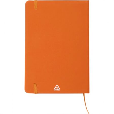 Pomarańczowy notes z materiałów z recyklingu w linie